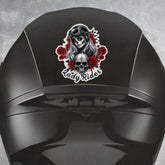 Ladies Rider Skull and Rose Motorcycle Helmet Decal